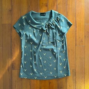 Custom Gold Deer Blouse With Bow